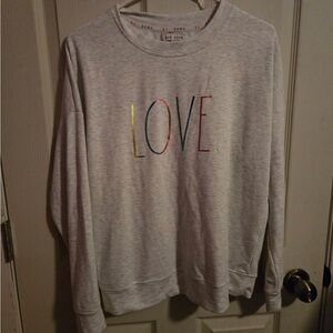 Rae Dunn Light Gray LOVE Sweater